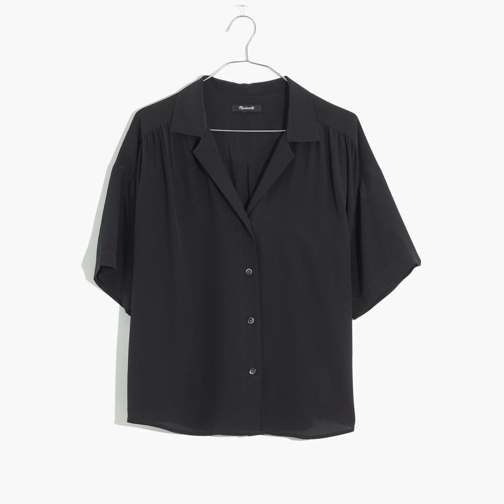Madewell | silk Black camp Women's Top | XXL